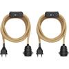 ledscom.de 2 cavi in canapa/cavi tessili LEKA, spina, interruttore, beige, 4,5 m, portalampada, 1x E27 max. 60 W