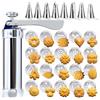 GOMETY Spremiagrumi, pressa per pasticceria, con 20 stencil e 8 beccucci, pressa per pasticceria, pressa per biscotti, set di accessori da forno per torte, dessert fai da te