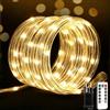 RESNICE Catena Luminosa Collegabile 20 m 200 LED, 2 x 10 m Luci Tubolari Bianco Caldo, Impermeabile, Telecomando, 8 Modalità, Giardino Natale