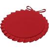 CASABELLAPIU Cuscino Rotondo Per Sedie Interno Esterno Con Volant Conf. 4 Pz. Sfoderabili Con Laccetti Di Bloccaggio Eleganti Comodi D. 36 cm. (Rosso)