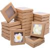 PH PandaHall 30pz Scatole di Carta con Finestra Trasparente Scatola Regalo Marrone, Scatoline Carta Kraft per Confezioni Caramelle Saponi Artigianali Cioccolatini Biscotti Bomboniere, 9.5x9.5x1.8cm