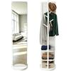 MOHQZA Specchio da Terra con Appendiabiti, Specchio Figura Intera 164 x 40 cm, Specchiera Autoportante Girevole a 360°, Legno e Vetro Temperato, per Camera da Letto Soggiorno Guardaroba (Noce)