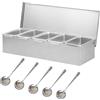 Tokenhigh Contenitore per ingredienti Pizza, accessorio da cucina in acciaio INOX, 4 scompartimenti per condimenti e contorni, barattolo con coperchio, condiment holder bar, contenitori per cucina