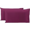 Viterbo Biancheria Coppia Federe Cuscino Sofia 100% Cotone Naturale In Tinta Unita 50x80CM (4611) (Fucsia)