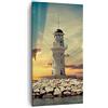 ARTTOR Quadro su Tela Verticale Faro acqua mare pietre Stampe da Parete 55x100cm Quadri Moderni Soggiorno Camera da Letto Cucina 1 pezzo Grandi Decorazione Murale Wall Art Canvas Immagini PA55x100-2895