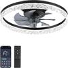 ZMISHIBO Ventilatore da soffitto con luce, Ø 50,8 cm, LED 3000K-6500K dimmerabile 10%-100%, Lampada Ventilatore da Soffitto, 6 velocità, silenzioso, timer, app e telecomando, moderno, nero
