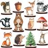 Tazuxetuqe 12 Pezzi Animali Dipinti del Bosco in Legno Decorazioni per Tavolo Sagome Natura Festa Neonato Ornamenti Creature Selvatiche Copritavolo in Legno per Festa nel