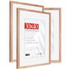 HIMEETIME® 3x Cornice Foto in Legno Quercia 30x40 cm,Passepartout 21x30cm,Cornice 30x40 con Vetro artificiale infrangibile- Cornice per Grande Quadro,Poster-Solo esposizione da parete