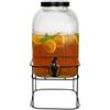 MOHOME Dispenser Bevande con Rubinetto in Vetro da 5 L con Supporto in Ferro Distributore Acqua Limonata Contenitore Trasparente Bibite Brocca Lavabile in Lavastoviglie Erogatori Acqua Ufficio