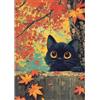 EOBROMD 5D Diamond Painting Kit Completo Gatto Nero, Foglie Cadute Pittura Diamante FAI DA TE, Diamond Painting Adulti, Strass Ricamo a Punto Croce Painting per Decorazione Casa 30x40cm