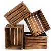 PINEEA Cassette Legno Vintage Fiammato - Cassetta di Legno 50x40x30 - Multifunzionali Decorative - Per Frutta, Verdura, Vino o Libri (4 Pezzi)