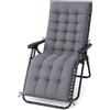 IlGruppone Cuscino Imbottito Universale per Sedia Relax Zero Gravity e Sdraio 155x55 cm con Laccetti di Fissaggio - Grigio