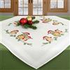 KAMACA Kit per ricamo a punto croce natalizio prestampato, set completo da ricamo con modello di ricamo, kit di ricamo fai-da-te (gufi di Natale con berretto MD 80 x 80 cm)