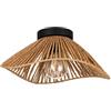 Eglo Lavister Plafoniera, lampada da soffitto in stile giapponese, lampada | da soggiorno in metallo nero e carta avvolta colore naturale, certificata FSC, attacco E27, diametro 39 cm