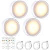 JOFLVA Luce Sottopensile Cucina Led 4PCS, Luce Notturna Ricaricabile, 3 Colori Dimmerabili,5 Livelli di Luminosità, con Telecomandi, Luci Armadio Touch con Timer, Magnetica (con Adesivo in Metallo)