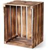 PINEEA Cassette Legno Vintage Fiammato - Cassetta di Legno 50x40x30 - Multifunzionali Decorative - Per Frutta, Verdura, Vino o Libri (1 Pezzi)
