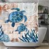Lerores Tenda da doccia 220 x 180 cm, motivo tartaruga marina, orlo appesantito, antimuffa, impermeabile, lavabile, in poliestere, con occhielli e 12 anelli per tenda da doccia per bagno, vasca da