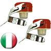 Euposia - Made in Italy - Set 2 Pezzi - Stopper Universale Vino & Champagne con BLOCKWAF System Fino a 6 ATM. - in Acciaio Cromato - Modello 1920 Rosso (Red) con Aletta Inox -