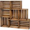 PINEEA Cassette Legno Vintage Fiammato - Cassetta di Legno 50x40x30 - Multifunzionali Decorative - Per Frutta, Verdura, Vino o Libri (8 Pezzi)