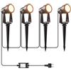 LONIUTO Illuminazione da giardino con alimentazione 14M, 3W*4 pezzi Faretti da esterno 3000K Bianco caldo, 14V Proiettori LED da esterno IP65 Impermeabili per sentieri, prati, cortili, terrazze