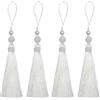 Fenghuangwu 4P Nappe colorate semplici ed eleganti appese su vestiti, nappe per chiavi e decorazioni fai da te con nappe, nappe decorative appese ai portachiavi (bianco)