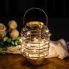 TRIROCKS Lanterna in Metallo a Batteria 19,5 cm Alta, Lampada Vintage Cordless con Timer da 6 Ore e Luci Fatate, per Interni/Esterni, Eventi, Matrimonio