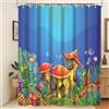 Xiaoterna Estate Fair Tale Mondo subacqueo Tenda da doccia Oceano Blu Fungo Casa Nautico Impermeabile Tenda da bagno Pesci Floreale Corallo Lavabile Muffa Resistente Decorazione bagno 120x200cm