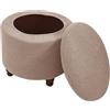 Generic Copri Pouf Rotondo 2 Pezzi Elasticizzati con Coperchio Fodera per Poggiapiedi Morbida Lavabile in Macchina Copertura Ottomana con Fondo Antiscivolo(Khaki)
