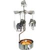 kingnero Carousel Candeliere rotativo Portacandele in metallo Spinning Piccolo tealight Candeliere per Natale (Elefante)