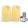 Lonkenn Candele LED ricaricabili Pack 2 - USB effetto fiamma telecomando, decorazione matrimonio Natale, dimmerabile-15 cm