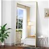 BONEWEI Specchio da Terra 192x85 cm, Specchio Rettangolare a Figura Intera con Cornice in Alluminio Dorato, moderno grande specchio da parete in piedi o da appendere, per Soggiorno, Spogliatoio