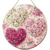Generic Cartello di benvenuto con rose per porta d'ingresso, fiori romantici e foglie primaverili in legno di pesco, benvenuto a casa, bella decorazione per la casa, set da 1