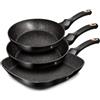 BerlingerHaus Berlinger Haus Black Rose Set di 2 Padelle e Padella Griglia Induzione 20-24-28cm, Alluminio Forgiato, Antiaderente Ecologico Marmo senza PFOA, Design Elegante, Adatto a Tutti i Fornelli