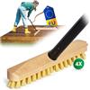 Novaliv 4 spazzole abrasive in legno, setole piccole PPN con pratici manici filettati, 4 pezzi, con filettatura, robuste, spazzole abrasive per pavimento, per interni ed esterni