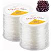 dogmoon Filo elastico per bracciali, 1,0 mm, trasparente, filo elastico per gioielli, filo di gomma, filo di nylon invisibile per gioielli di perle, braccialetti fai da te (2 rotoli da 200 m)