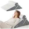 Hengrongshen Cuscino a cuneo regolabile per letto, cuscino ergonomico per schiena, collo, gambe, con rivestimento lavabile, cuscino a cuneo per dormire, leggere e rilassare