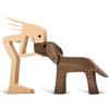 AWAVM Sculture in legno per animali domestici con famiglia di cuccioli di cane, ornamenti intagliati in legno, scultura a forma di animale, regali creativi