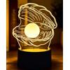 BIRBANN Lampada 3D Illusione Conchiglie, LED touch 7 colori | USB o pile, 4 modalità luce, lampada notturna perlata, per ragazze e donne, regalo decorativo marino per cameretta