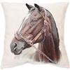 textile idea Federa per cuscino 45x45 Gobelin, cuscino decorativo con motivo, federa per cuscino, cuscino decorativo, cuscino per divano - Cavallo marrone 1 PEZZO.