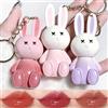 KTouler Set di 3 lucidalabbra a forma di coniglietto con portachiavi, Jelly Lip Plumper rosa Gloss per ragazze, rossetto 2 in 1 a lunga durata