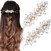 HINZIC 2 fermagli per capelli con strass a forma di fiore fermagli per capelli con perle di cristallo forcine per capelli francesi in oro clip per capelli accessori da sposa per donne ragazze sposa
