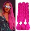 Dcbaboo Extension per Treccine Africane 60cm Extension Capelli Finti per Treccine Africane Trecce Capelli Sintetici Kanekalon 3 Ciocche 300g Ombre Jumbo Braiding Hair, Fucsia Acceso