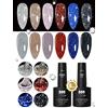 YTD Likomey Kit Smalto Semipermanente per Unghie in gel Glitter,6 Colori Riflettente Glitterato Smalti Semipermanenti per Unghie Con Base E Top Coat,Giorno di Reflective UV Gel,8×7.5ml