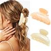 Reaky Molletta per capelli in acrilico rosa, carini e medi, accessori per capelli da donna (beige + cioccolato)