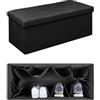 IlGruppone Pouf Contenitore Cassapanca Con Scarpiera Interna Salvaspazio Portaoggetti Porta Scarpe Panca Sgabello A Pie Di Letto Rettangolare Poggiapiedi Panchina - Nero4 - Rettangolare