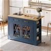 Shye Isola da cucina portatile 120 cm con tavolo da pranzo pieghevole, ripiano aperto, porta AC, porta USB, porta in vetro, laminato regolabile, ruote con freni per cucina, sala da pranzo, soggiorno