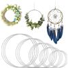 YOYEAH 15 Pezzi Anello in Metallo Set 5/10/15/20 / 30 cm Anelli in Metallo per Artigianato, Anelli Decorativi per acchiappasogni Fai da Te, Decorazioni per Matrimoni, Artigianato (Argento)