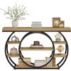 Tribesigns Tavolo consolle con base circolare, tavolo da ingresso stretto, 120 x 30 x 80 cm, scaffale portaoggetti a 4 livelli, fattoria industriale, corridoio, tavolo da divano, rustico