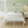 Lutown-Teen Struttura Letto una Piazza e Mezza 140x200 con Testiera, Rete a Doghe in Metallo, Alta 36 cm, Giroletto Matrimoniale in Ferro, Spazio Aggiuntivo Sotto, Montaggio Facile, Bianco