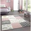 CARPETIA Tappeti da Gioco Tappeto per Bambini con Arcobaleno Puntini Cuori Nuvole Rosa Crema Grigio - Molto Resistente Größe 160x230 cm